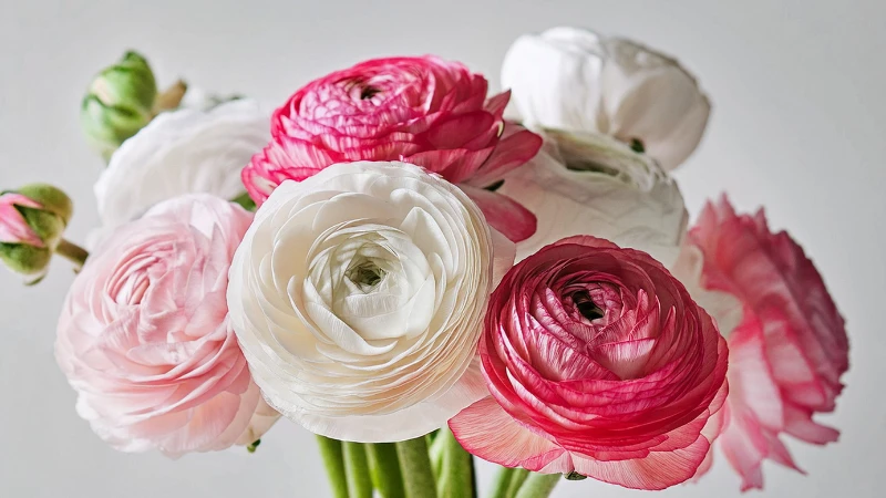 Ranunculus flower growing in garden