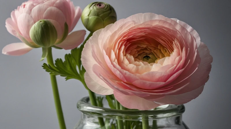 Ranunculus flower petals close-up