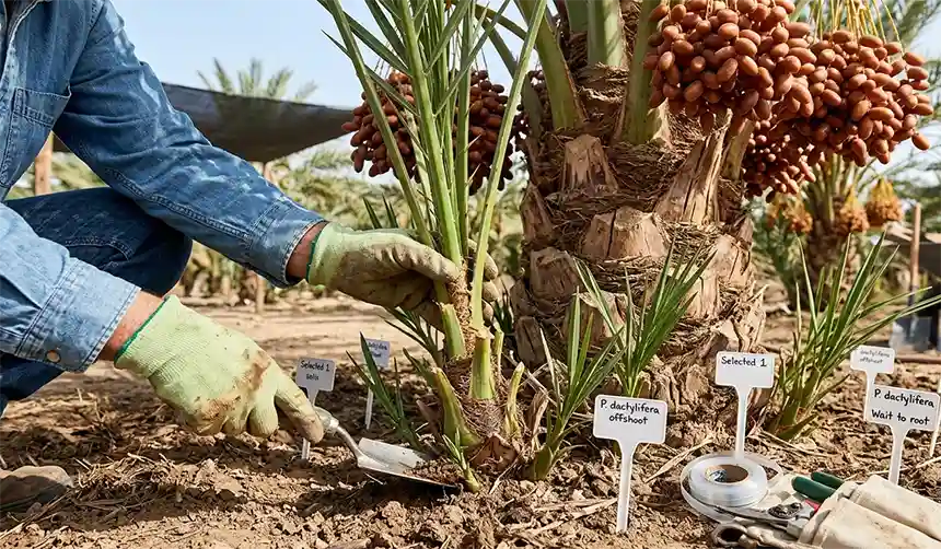 Selecting a healthy offshoot from a true Date Palm