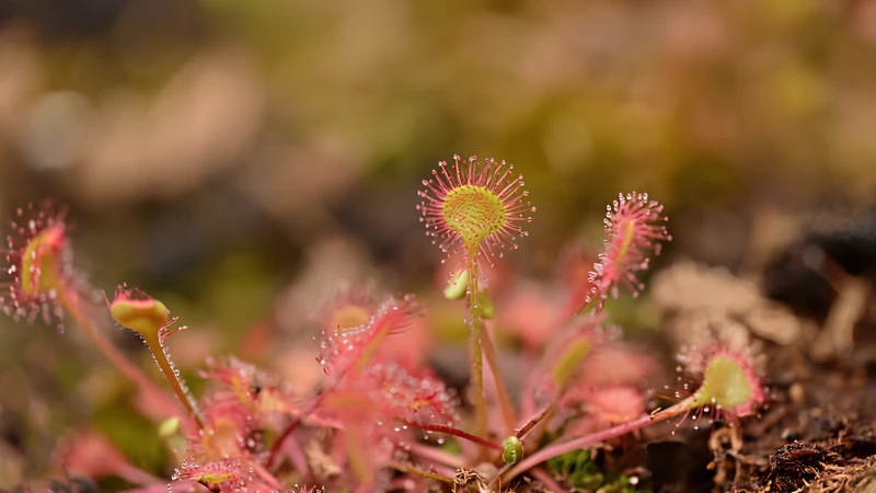 Sundew growing among green moss