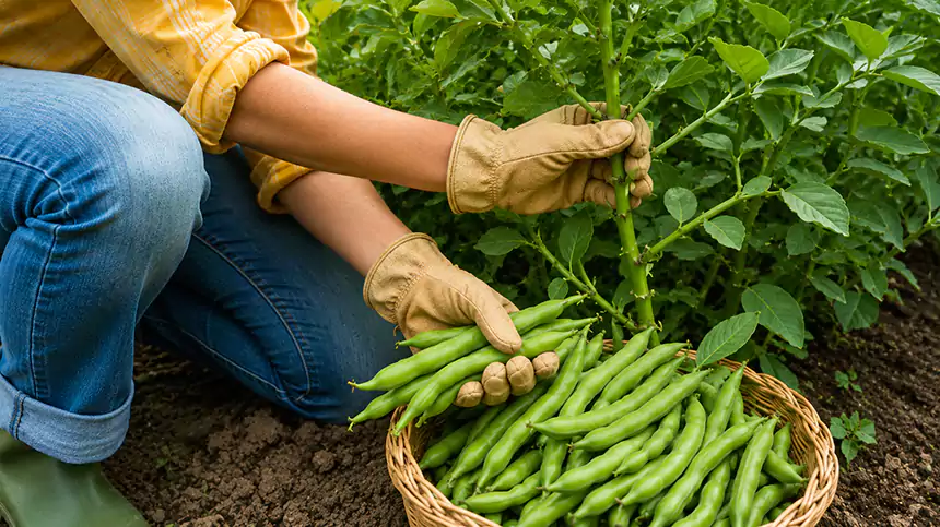 Support the stem with one hand while harvesting