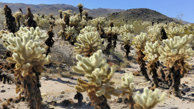 Teddy Bear Cactus showing spiny stem detail