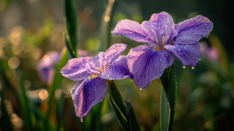 Vibrant purple iris flower