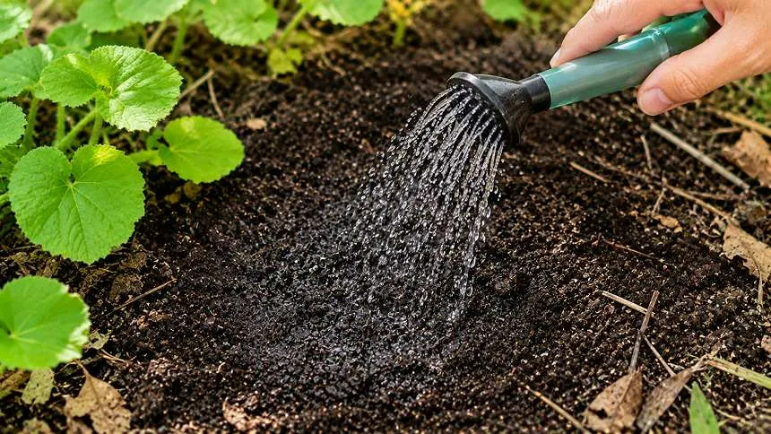 Watering the plant
