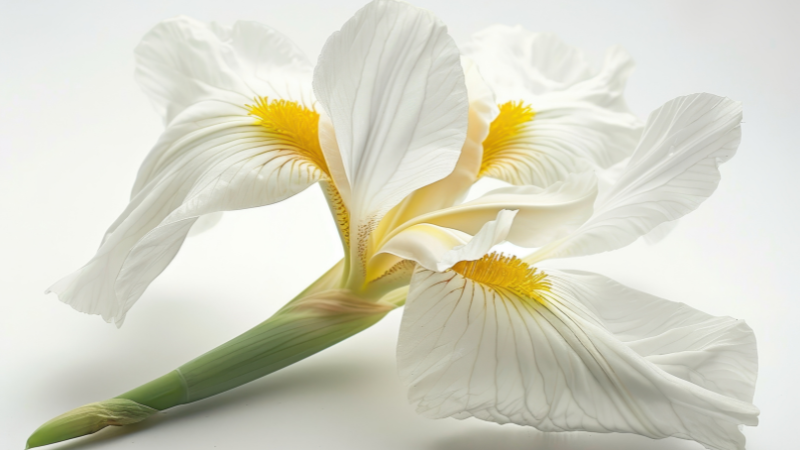 Detailed white petals of an Iris flower