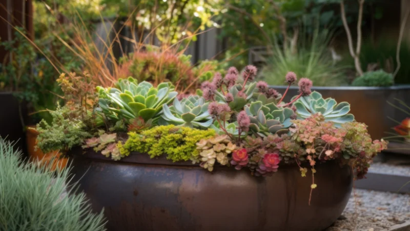 Outdoor container garden on a patio