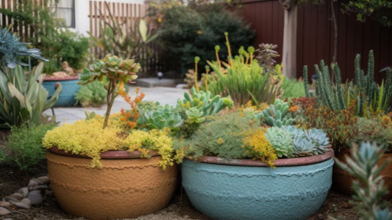 Seasonal flowers in container garden