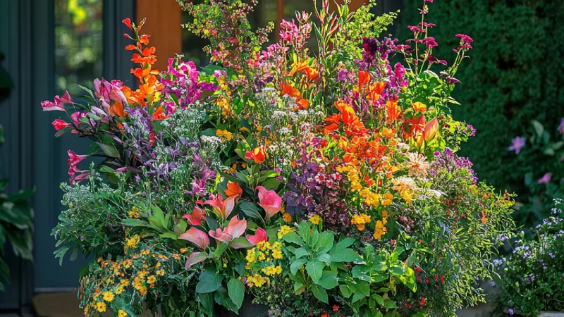 Urban container garden on a terrace