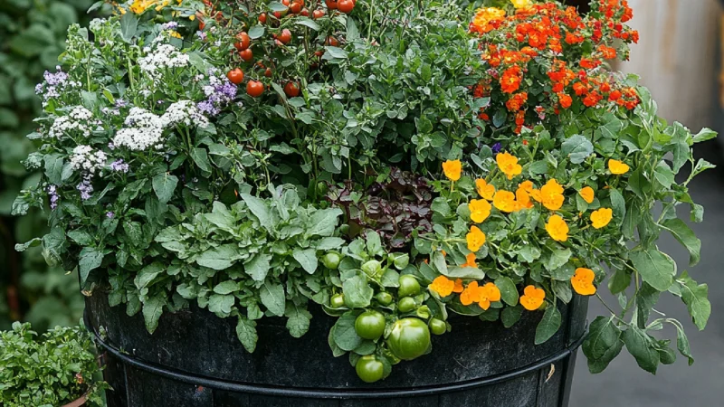 Modern container garden with stylish planters