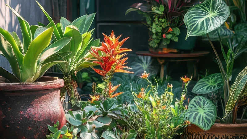 Flower-filled container garden display