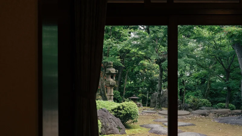Scenic Japanese garden with lush greenery