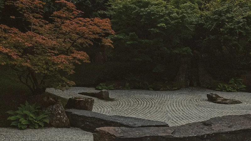 Stone lantern in a Japanese garden