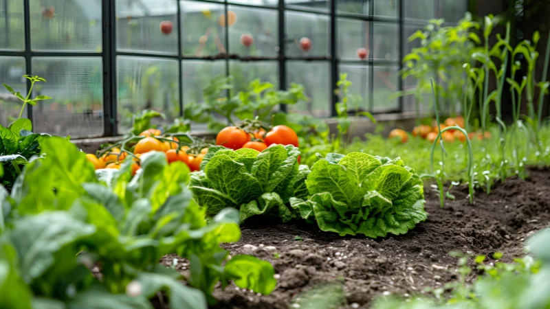 Home kitchen garden with vegetable beds