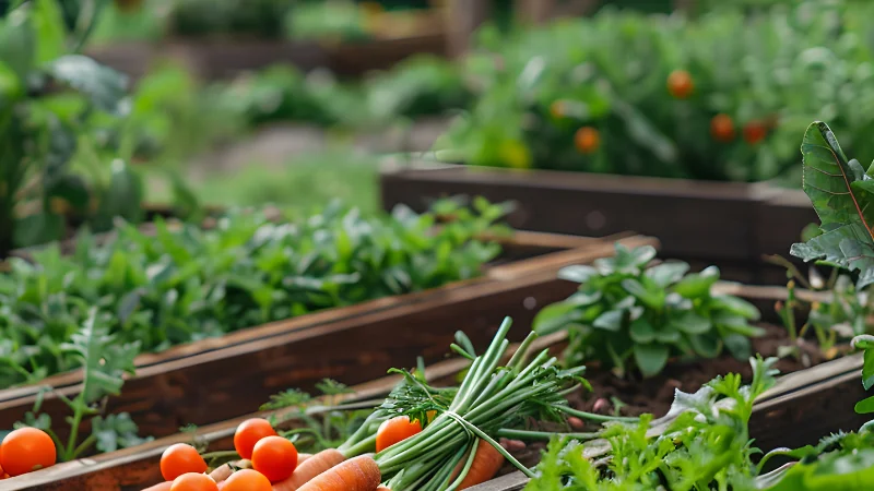 Kitchen garden with fresh vegetables