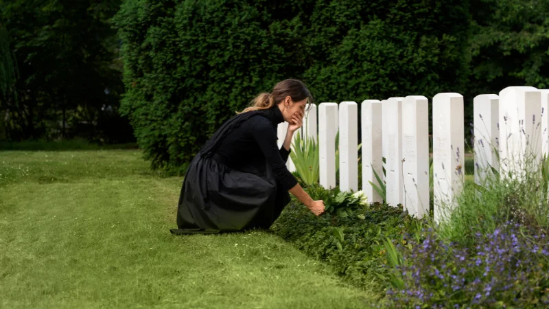 Memorial garden with blooming flowers