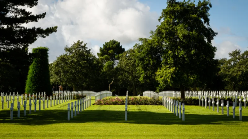 Memorial garden with mature ornamental trees