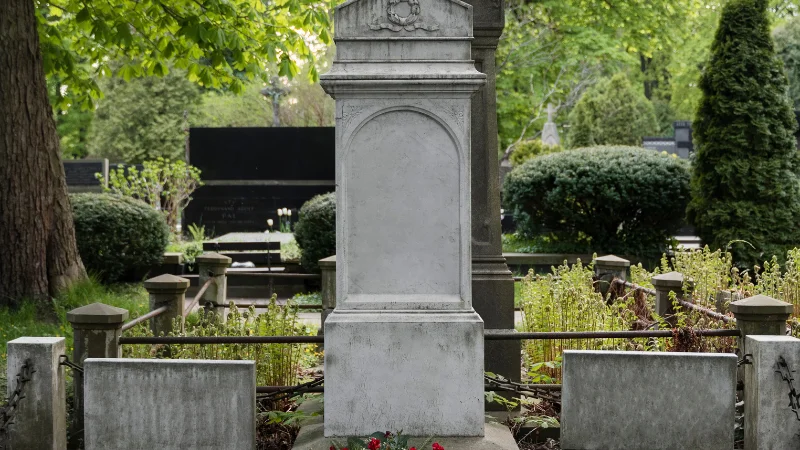 Landscaped memorial garden with vibrant greenery
