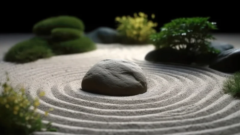 Traditional Zen garden with rocks and gravel