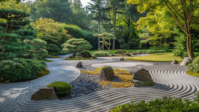 Modern Zen garden with minimalist landscaping