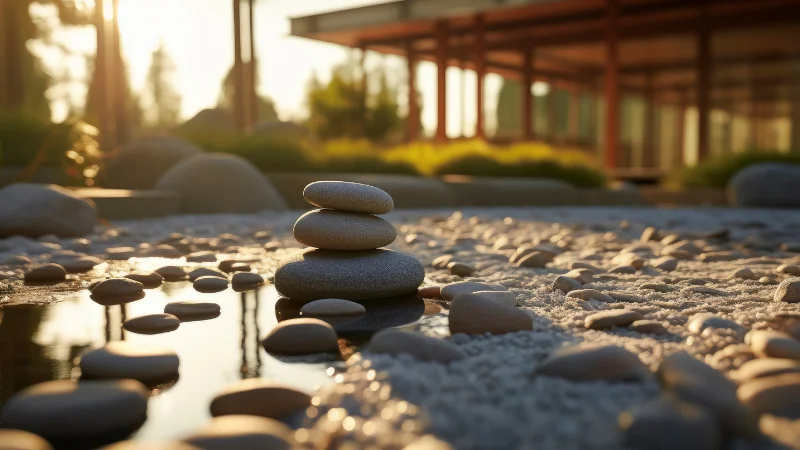 Stone pathway in a peaceful Zen garden