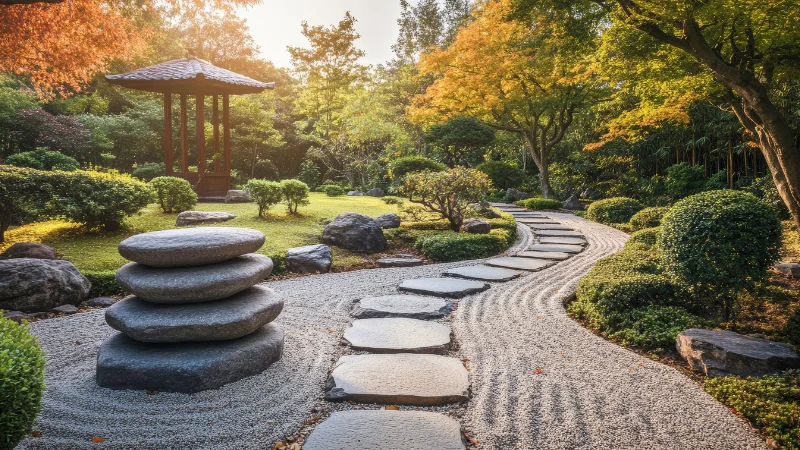 Small Zen garden with minimalist elements
