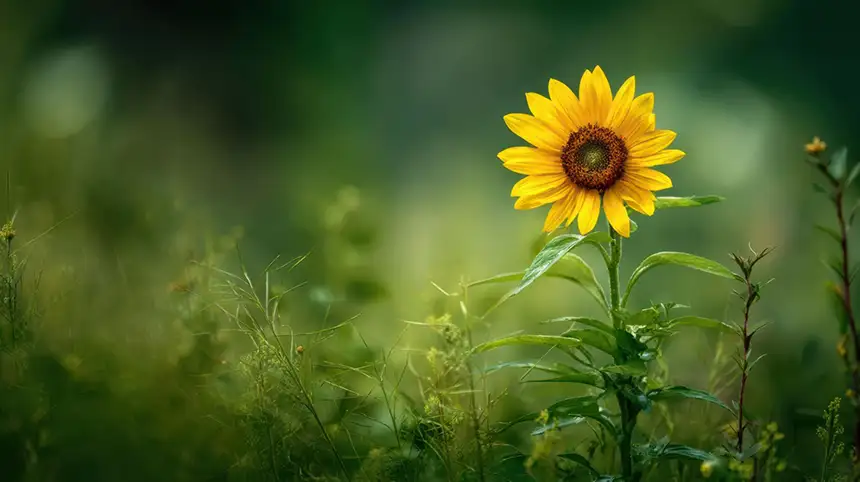 A single-stem sunflower.