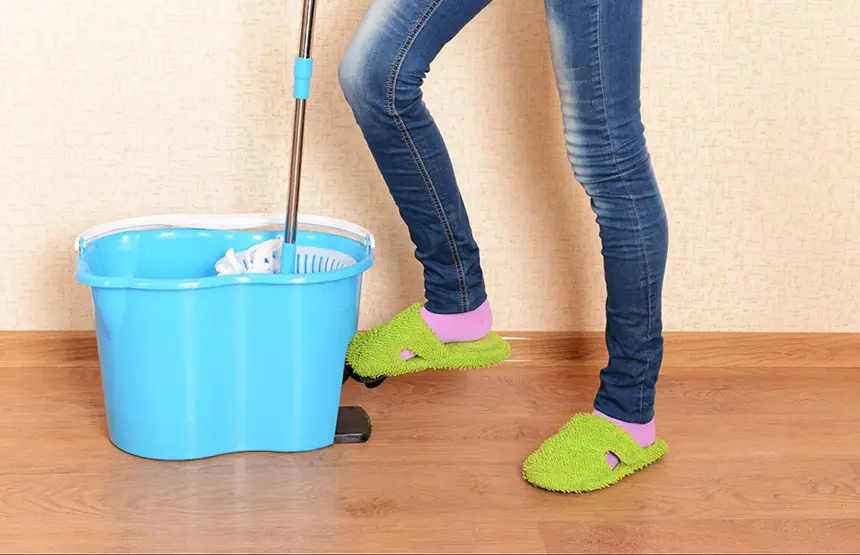 Cleaning solution in a bucket