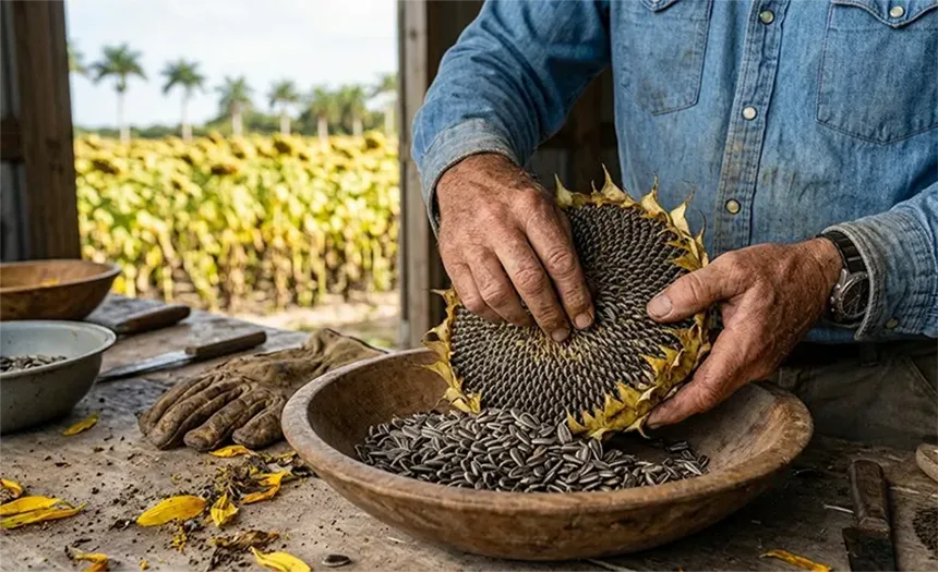 De-seeding the flower heads.