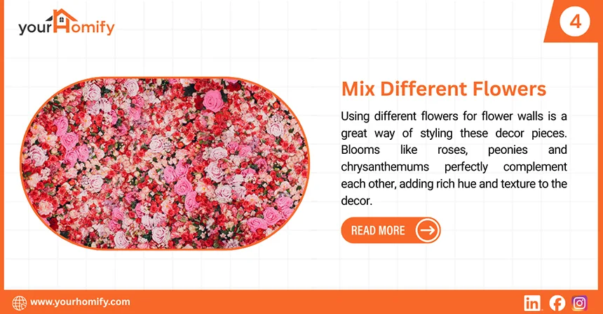Different flowers for the flower wall