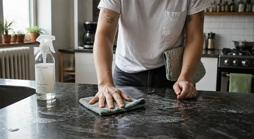 Final wiping of the countertop