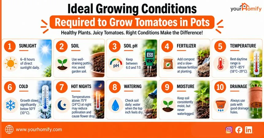 Ideal Growing Conditions Required to Grow Tomatoes in Pots