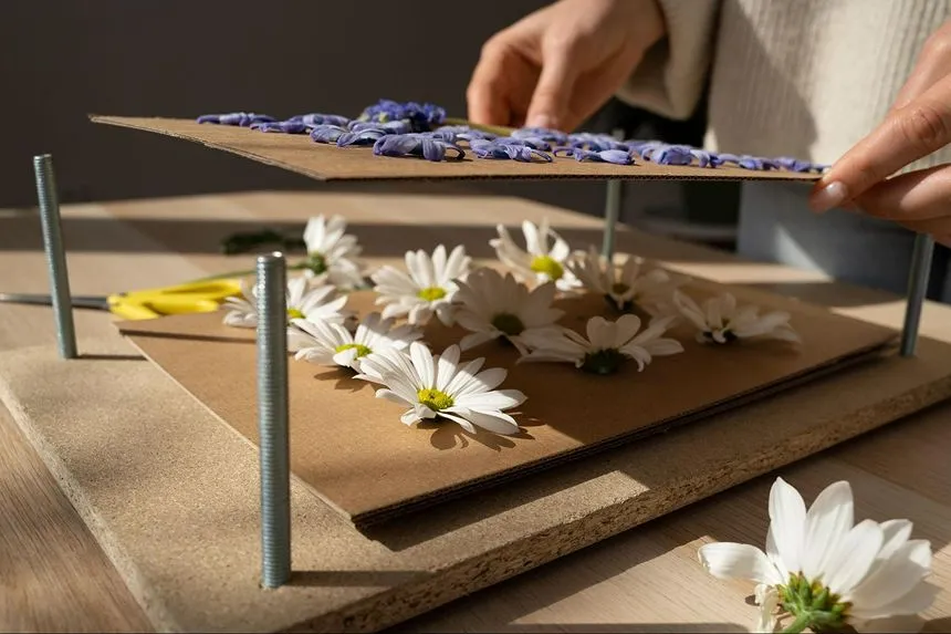 Layering pieces of cardboard on top of each other.