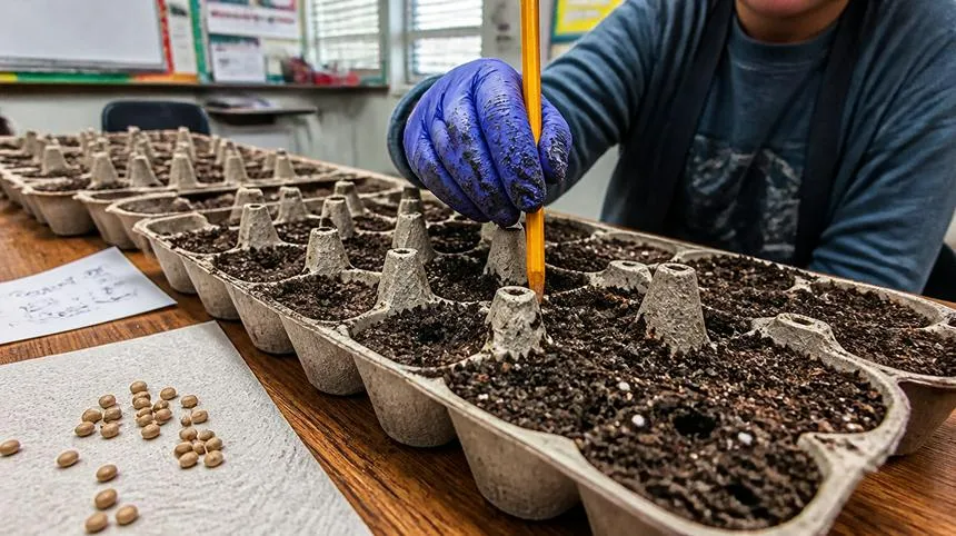 Making small holes to add seeds