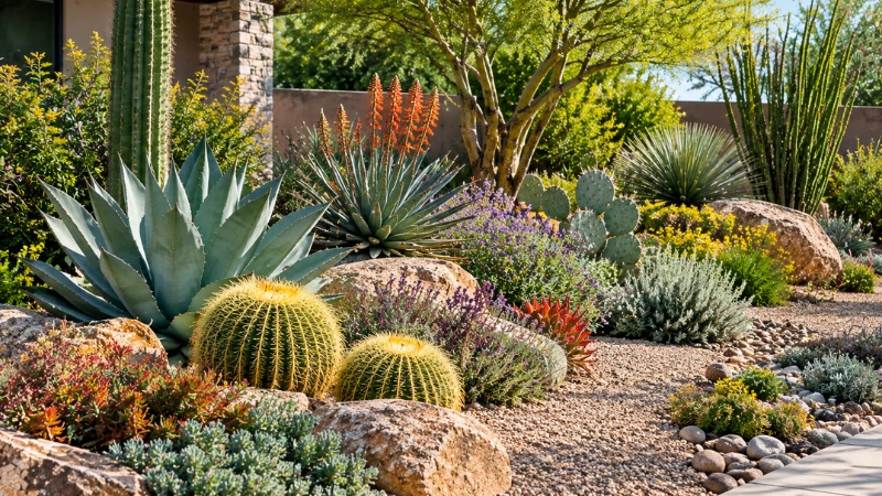 Modern xeric garden landscape