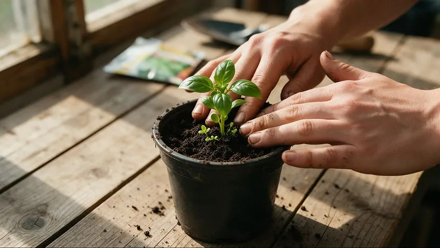 Press the soil to firm it