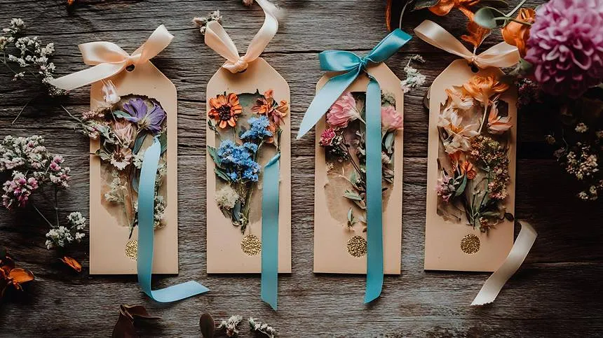Pressed flower art bookmarks.