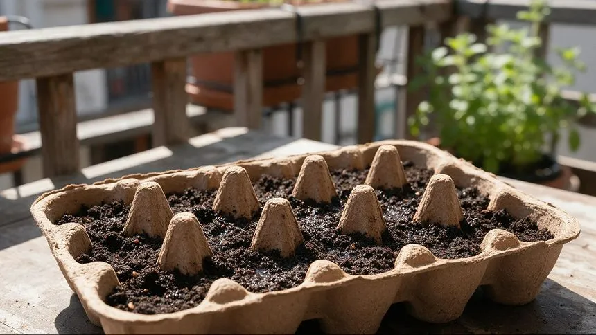 Seed mix in an egg carton