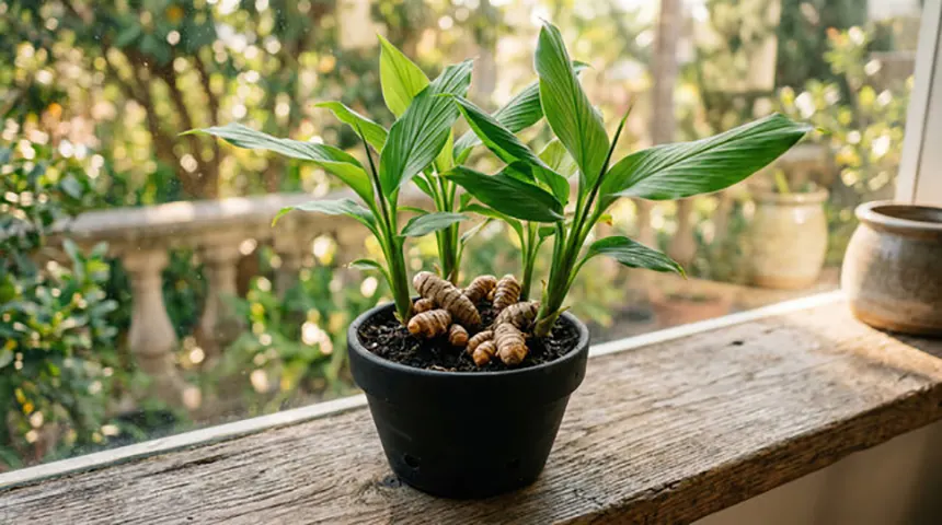 Turmeric plant indoors