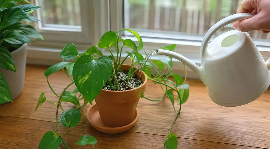 Watering pothos with indirect sunlight