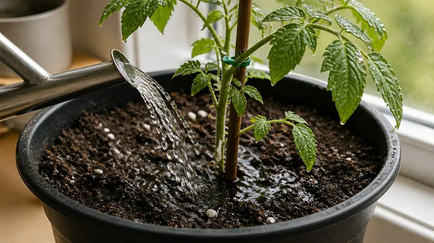 Watering the seedling