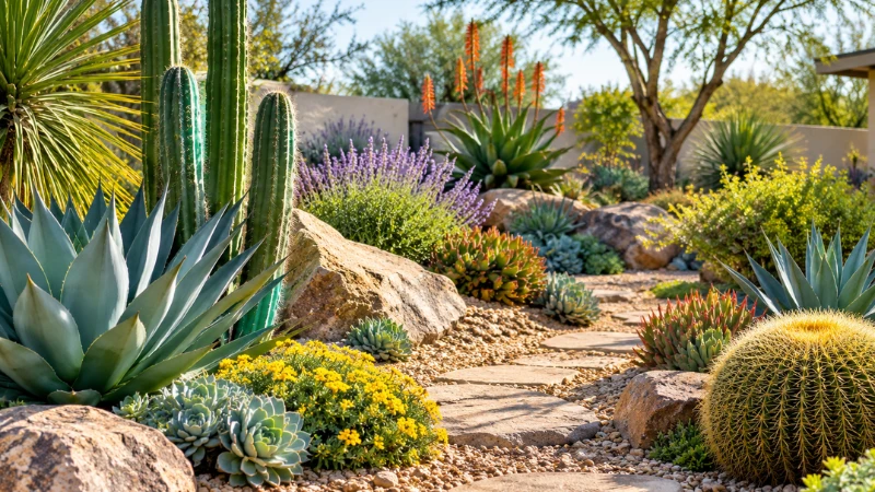 Xeric garden with drought-tolerant plants