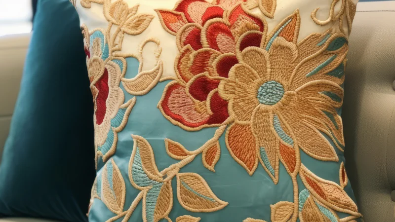 Textured Embroidered Cushion
