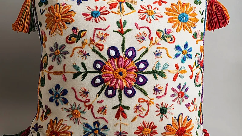 Modern Embroidered Cushion
