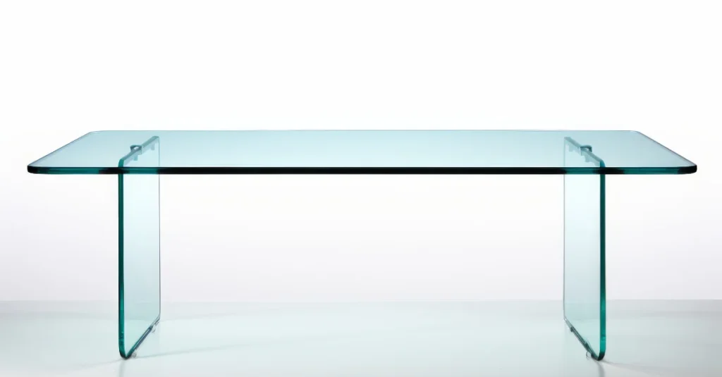 Clear glass table for home interior