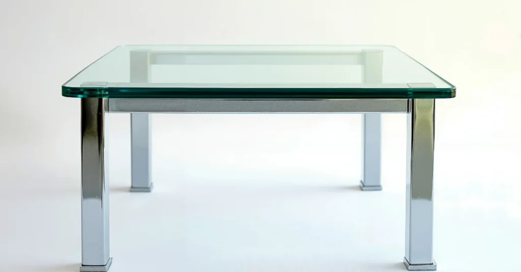 Glass coffee table for living room