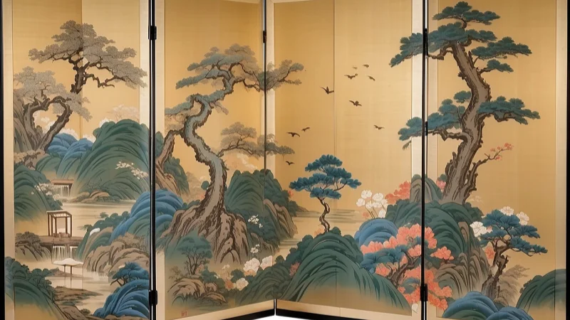 Japanese folding screen for home decor