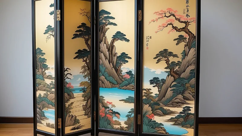 Folding room divider screen for home