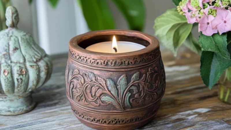Handmade jar candle holder for home