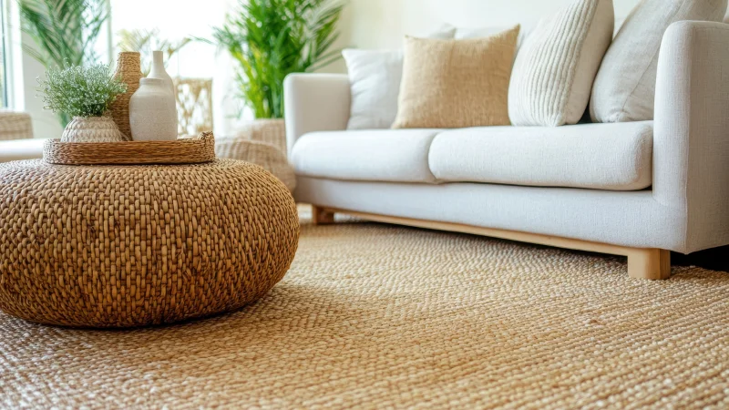 Natural jute rug for home decor