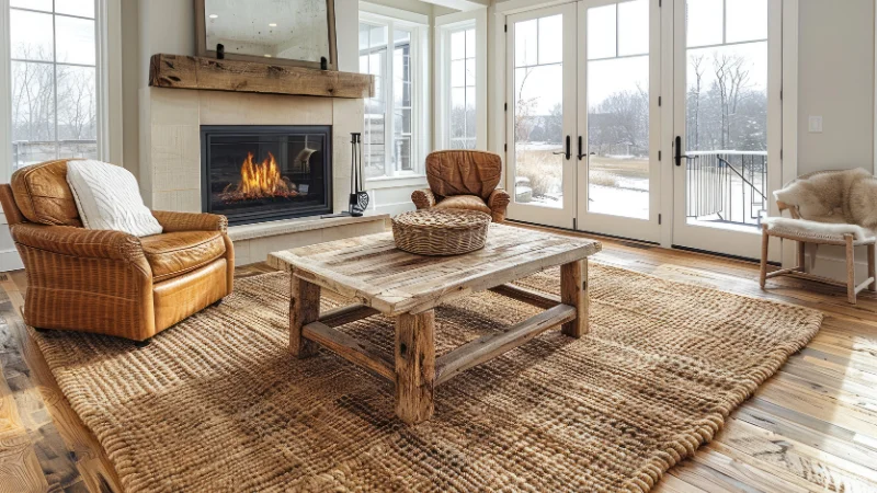 Woven jute rug for living room